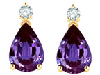 Star K  8x6mm Pear Shape Simulated Alexandrite Classic Drop Earring Studs