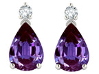Star K  8x6mm Pear Shape Simulated Alexandrite Classic Drop Earring Studs