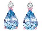 Star K  8x6mm Pear Shape Simulated Aquamarine Classic Drop Earring Studs