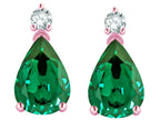 Star K  8x6mm Pear Shape Simulated Emerald Classic Drop Earring Studs