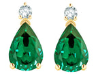 Star K  8x6mm Pear Shape Simulated Emerald Classic Drop Earring Studs
