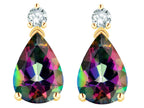 Star K  8x6mm Pear Shape Rainbow Mystic Topaz Classic Drop Earring Studs