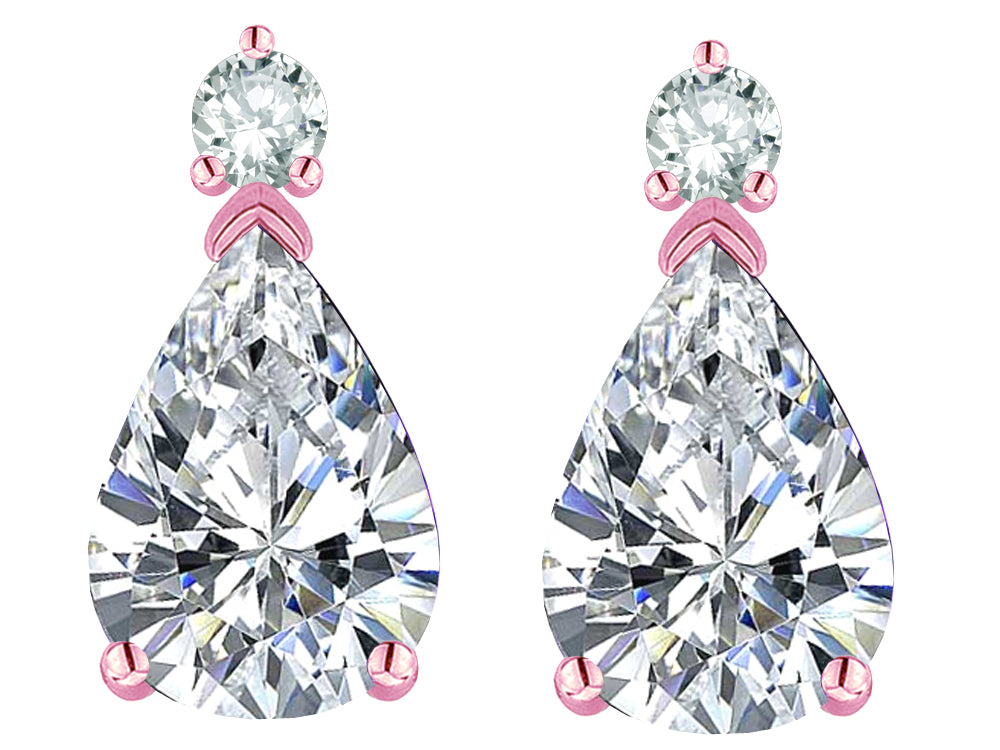 Star K  8x6mm Pear Shape Genuine White Topaz Classic Drop Earring Studs