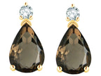 Star K  8x6mm Pear Shape Genuine Smoky Quartz Classic Drop Earring Studs