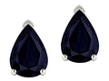 Star K  8x6mm Pear Shape Genuine Black Sapphire Classic Solitaire Drop Earring Studs