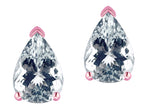 Star K  8x6mm Pear Shape Genuine Aquamarine Classic Solitaire Drop Earring Studs