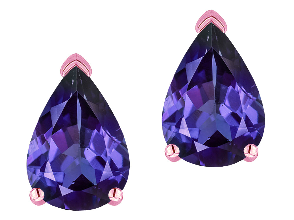 Star K  8x6mm Pear Shape Genuine Iolite Classic Solitaire Drop Earring Studs