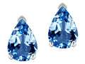 Star K  8x6mm Pear Shape Genuine Blue Topaz Classic Solitaire Drop Earring Studs