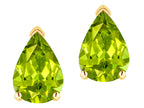 Star K  8x6mm Pear Shape Genuine Peridot Classic Solitaire Drop Earring Studs