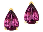 Star K  8x6mm Pear Shape Genuine Rhodolite Classic Solitaire Drop Earring Studs