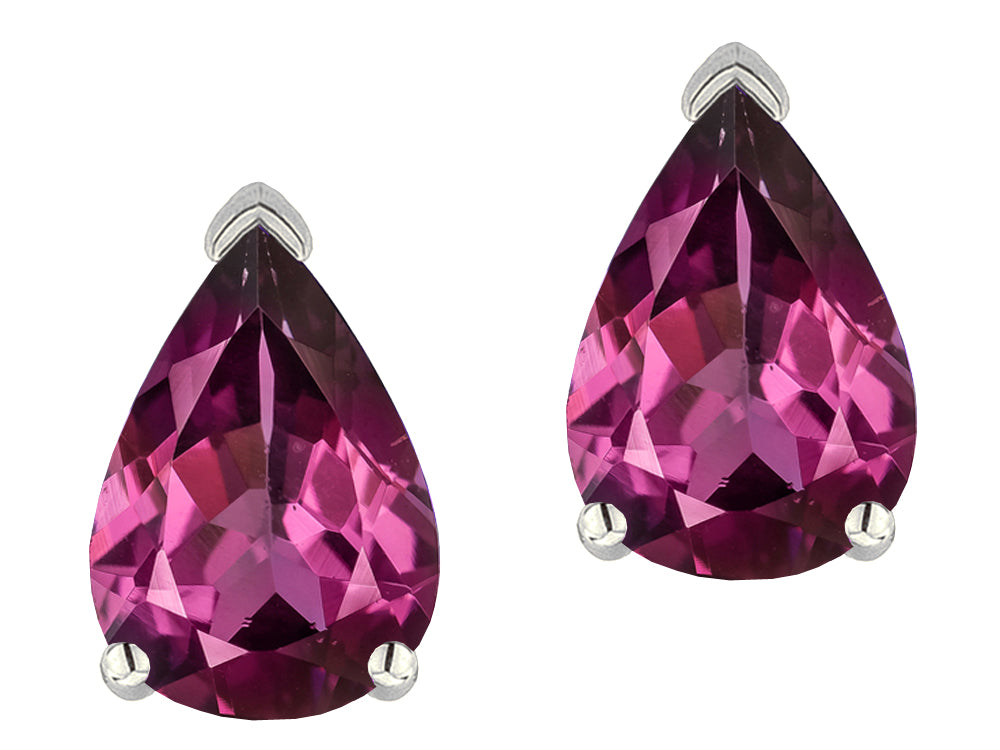 Star K ™ 8x6mm Pear Shape Genuine Rhodolite Classic Solitaire Drop Earring Studs