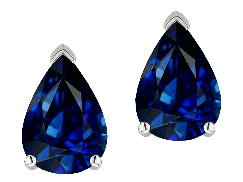 Star K ™ 8x6mm Pear Shape Created Sapphire Classic Solitaire Drop Earring Studs