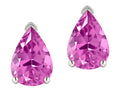 Star K  8x6mm Pear Shape Created Pink Sapphire Classic Solitaire Drop Earring Studs