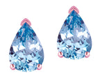 Star K  8x6mm Pear Shape Simulated Aquamarine Classic Solitaire Drop Earring Studs