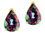 Star K  8x6mm Pear Shape Rainbow Mystic Topaz Classic Solitaire Drop Earring Studs