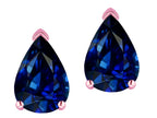 Star K  8x6mm Pear Shape Created Sapphire Classic Solitaire Drop Earring Studs