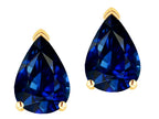 Star K  8x6mm Pear Shape Created Sapphire Classic Solitaire Drop Earring Studs