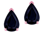 Star K  8x6mm Pear Shape Genuine Black Sapphire Classic Solitaire Drop Earring Studs