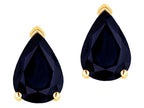 Star K  8x6mm Pear Shape Genuine Black Sapphire Classic Solitaire Drop Earring Studs