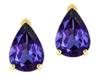 Star K  8x6mm Pear Shape Genuine Iolite Classic Solitaire Drop Earring Studs