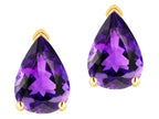 Star K  8x6mm Pear Shape Genuine Amethyst Classic Solitaire Drop Earring Studs