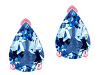 Star K  8x6mm Pear Shape Genuine Blue Topaz Classic Solitaire Drop Earring Studs