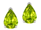 Star K  8x6mm Pear Shape Genuine Peridot Classic Solitaire Drop Earring Studs