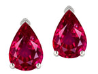 Star K  8x6mm Pear Shape Created Ruby Classic Solitaire Drop Earring Studs