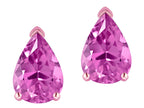 Star K  8x6mm Pear Shape Created Pink Sapphire Classic Solitaire Drop Earring Studs