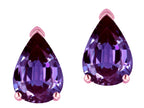 Star K  8x6mm Pear Shape Simulated Alexandrite Classic Solitaire Drop Earring Studs