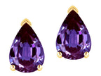 Star K  8x6mm Pear Shape Simulated Alexandrite Classic Solitaire Drop Earring Studs