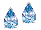 Star K  8x6mm Pear Shape Simulated Aquamarine Classic Solitaire Drop Earring Studs
