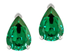 Star K  8x6mm Pear Shape Simulated Emerald Classic Solitaire Drop Earring Studs