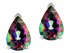 Star K  8x6mm Pear Shape Rainbow Mystic Topaz Classic Solitaire Drop Earring Studs