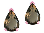 Star K  8x6mm Pear Shape Genuine Smoky Quartz Classic Solitaire Drop Earring Studs