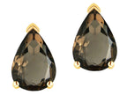 Star K  8x6mm Pear Shape Genuine Smoky Quartz Classic Solitaire Drop Earring Studs