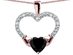 Star K Hands Holding Heart Genuine Black Sapphire Claddagh Pendant Necklace