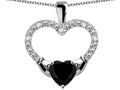 Star K Hands Holding Heart Genuine Black Sapphire Claddagh Pendant Necklace