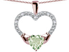 Star K Hands Holding Heart Genuine Green Amethyst Claddagh Pendant Necklace