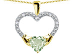 Star K Hands Holding Heart Genuine Green Amethyst Claddagh Pendant Necklace