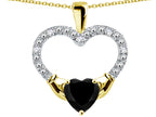 Star K Hands Holding Heart Genuine Black Sapphire Claddagh Pendant Necklace
