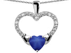Star K Hands Holding Heart Created Star Sapphire Claddagh Pendant Necklace