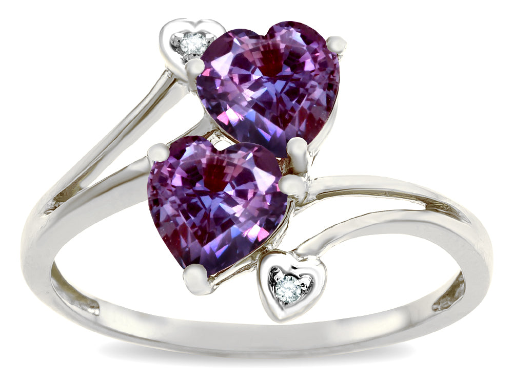 Tommaso Design Heart Shape 6 mm Simulated Alexandrite Ring
