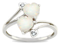 Star K  6mm Genuine Opal Two Double Hearts Bypass Promise Ring