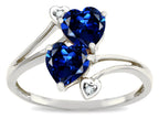 Star K  6mm Created Sapphire Two Double Hearts Bypass Promise Ring
