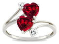 Star K  6mm Created Ruby Two Double Hearts Bypass Promise Ring