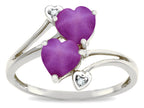 Star K  6mm Created Star Ruby Two Double Hearts Bypass Promise Ring