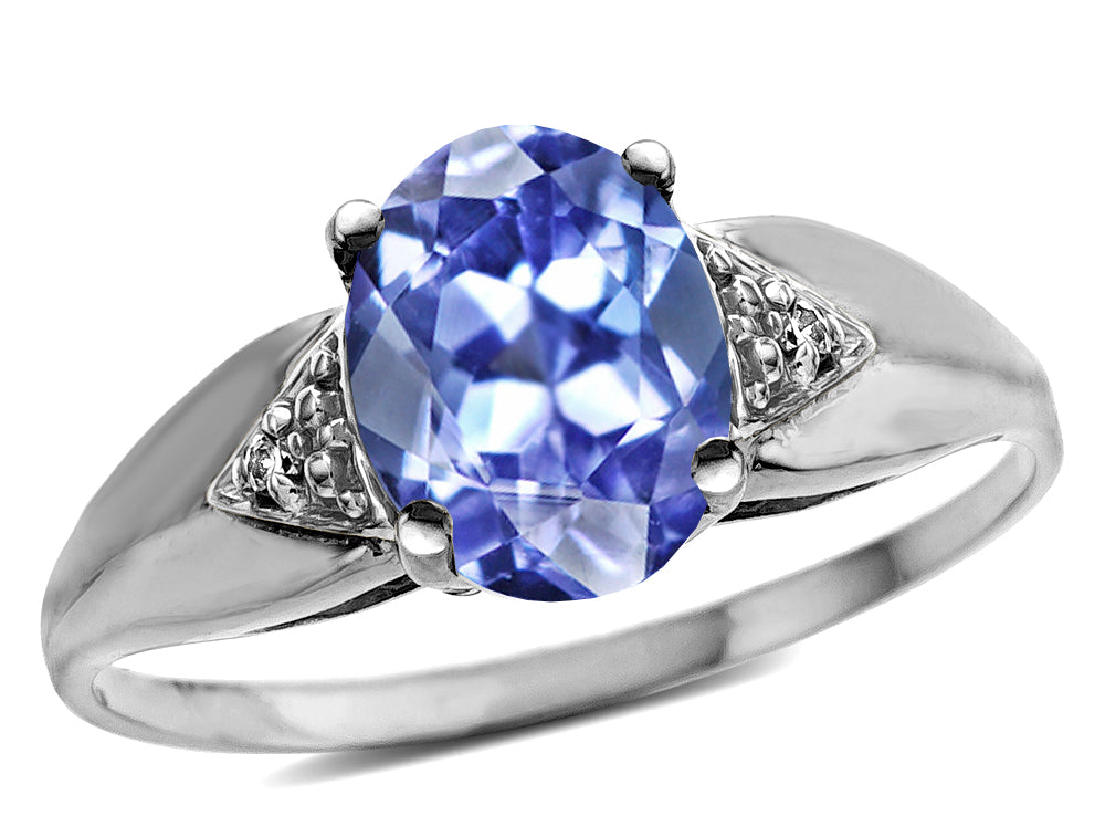 Star K  Oval 9x7 Genuine Tanzanite trillion miracle setting wide band Ring