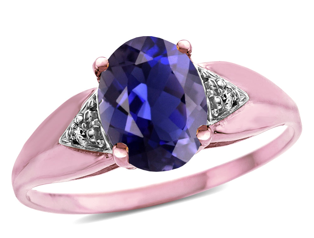 Star K ™ Oval 9x7 Genuine Iolite trillion miracle setting wide band Ring