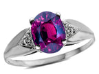 Star K  Oval 9x7 Genuine Rhodolite trillion miracle setting wide band Ring